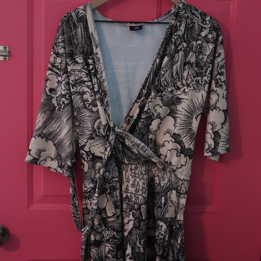Very Cool Goth Medieval Art Themed Mini Dress with Tie NEVER WORN